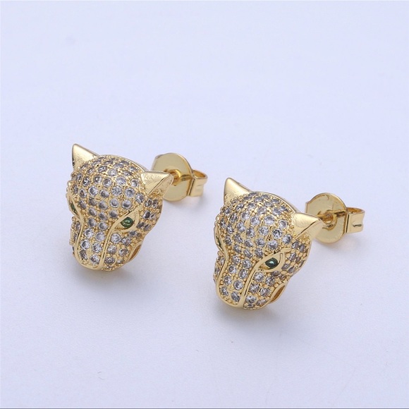 Jewelry - 14K Gold Panther Stud Earrings
